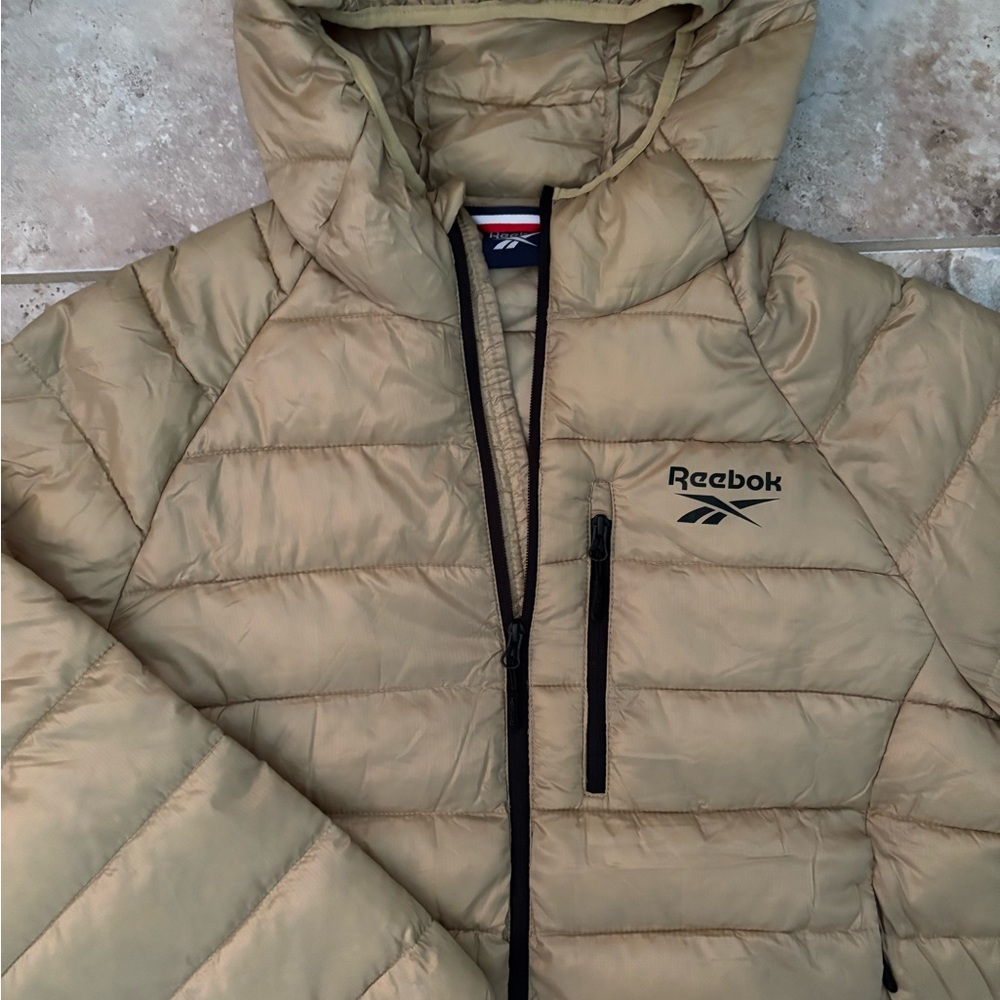 REEBOK Men's Glacier Shield Jacket Zip Insulated Resistant Hood Sand NWT Size XL - Picture 5 of 11